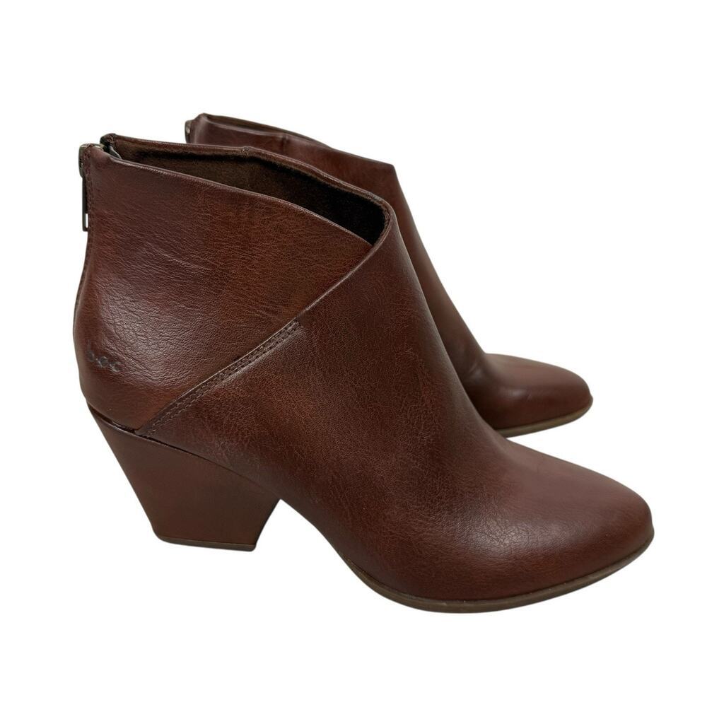 B.O.C. Born Boots Womens 6 Brown Cushioned Macey Zip Up Almond Toe Heeled Bootie - Picture 2 of 10